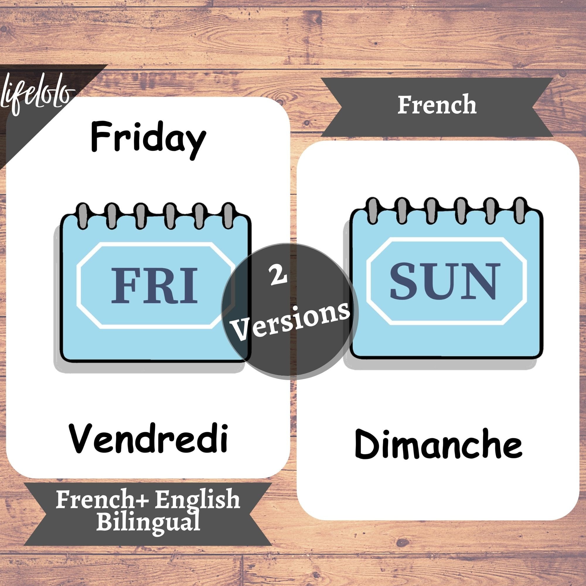 Days of the Week Flashcards English/Portuguese - Days of the Week