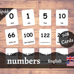 Numbers (208 Cards) - Flash Cards | Montessori Materials | Math Flash Cards | Homeschooling | Educational - Digital Download