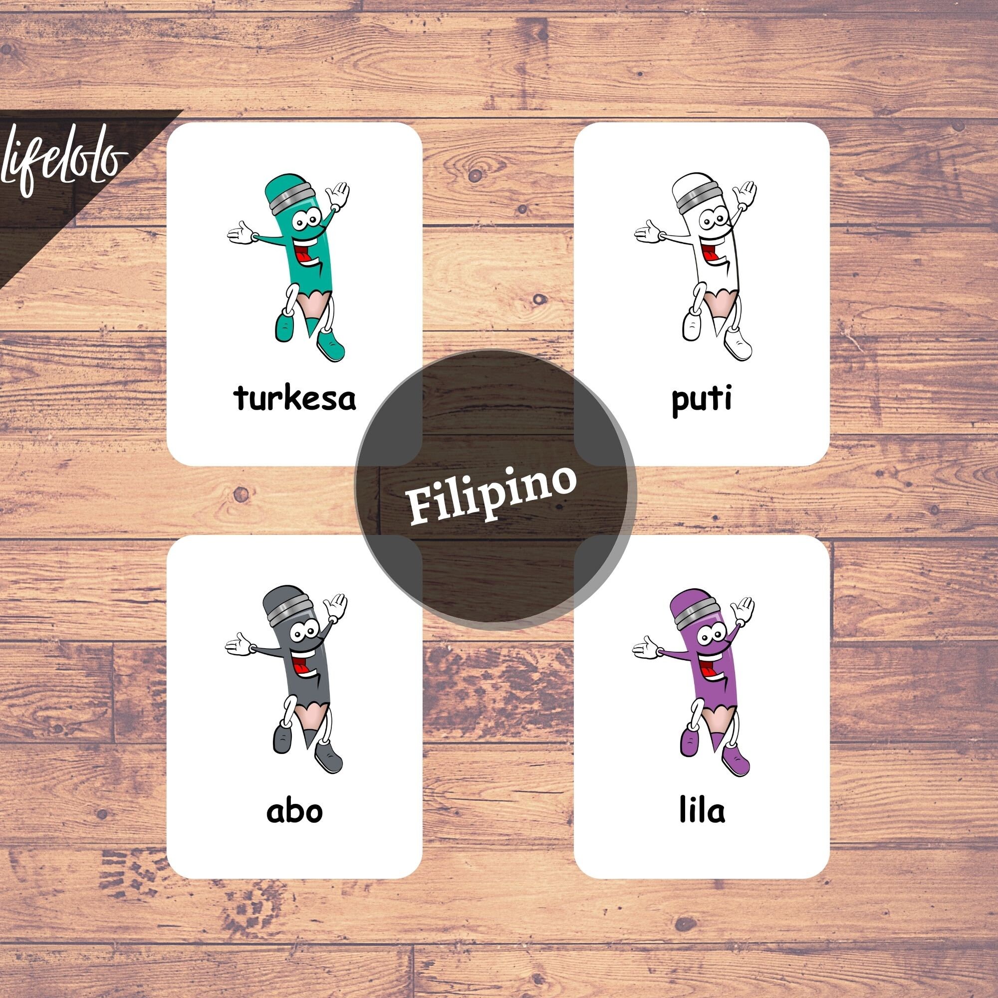 Colors FILIPINO Version - English Bilingual Cards | 12 Filipino Flash ...