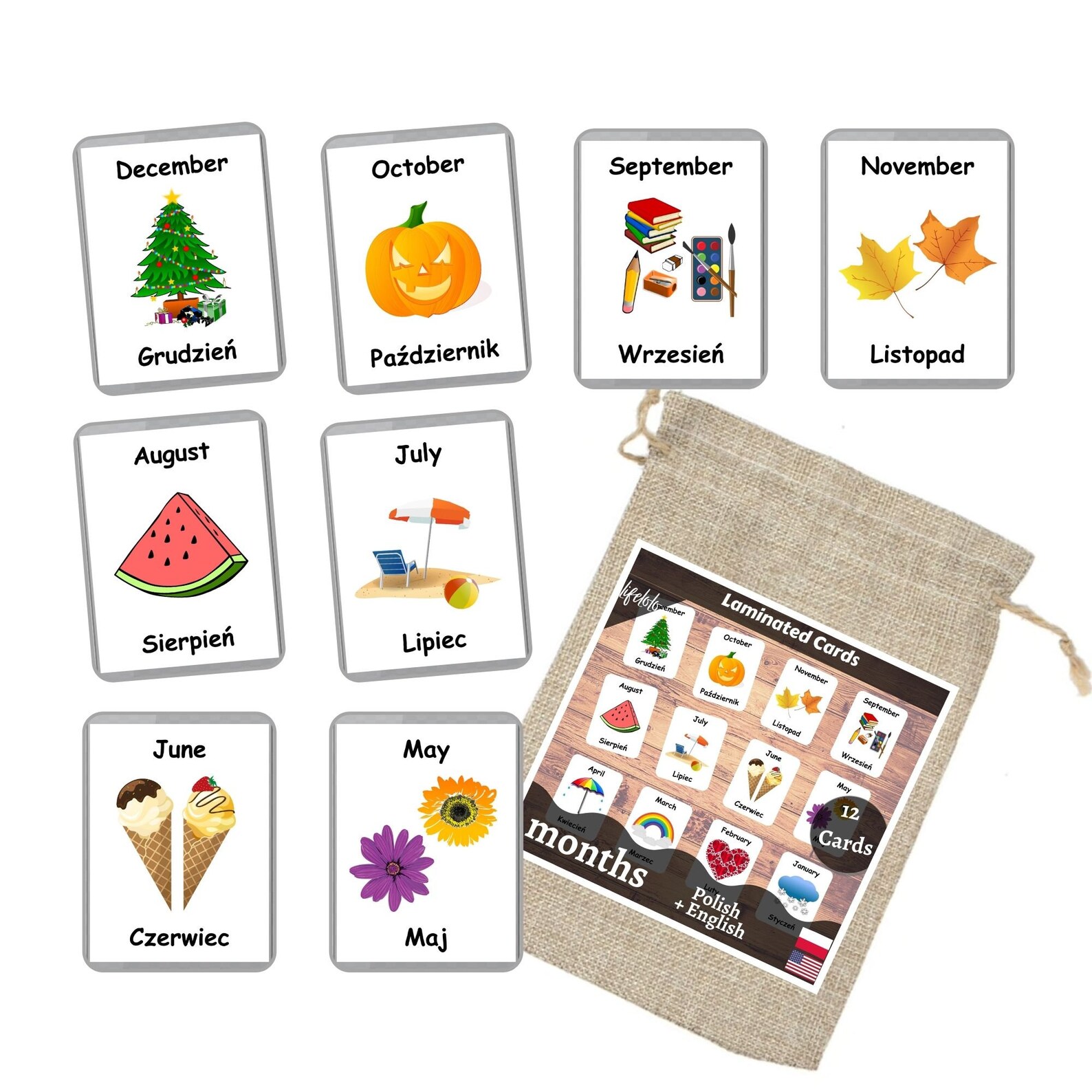 Polish Laminated Flash Cards Handmade Flash Cards Etsy