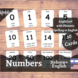 Hebrew Numbers, 30 Flash cards, Toddler Games, Montessori Math, Math Games, Counting Cards, Montessori Printable, Kids Printable Download
