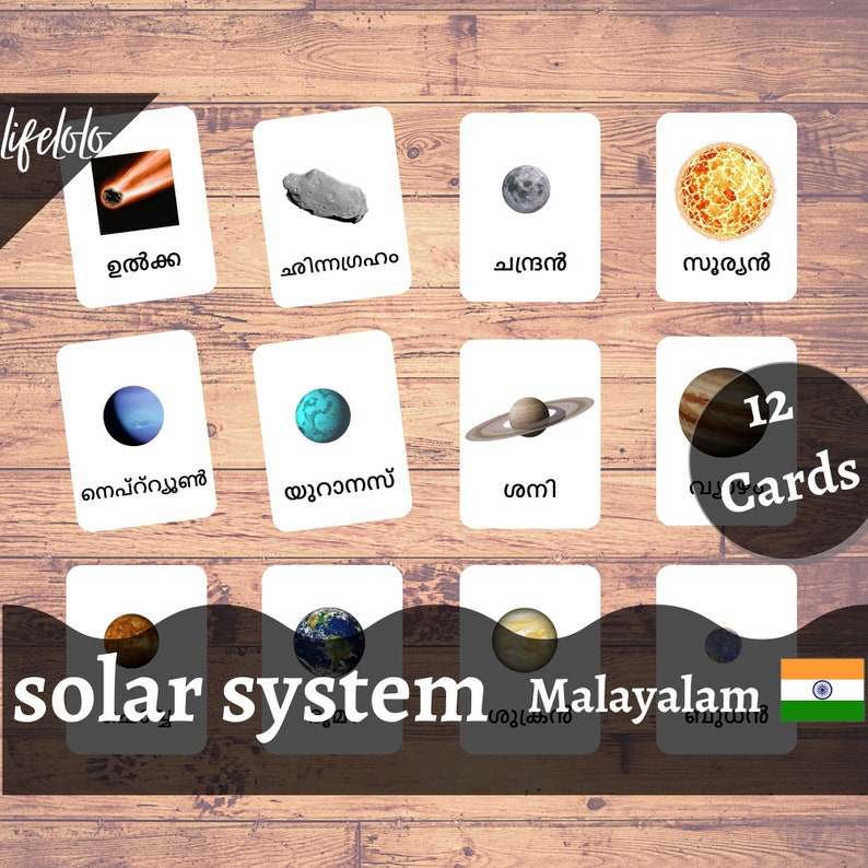 Solar System MALAYALAM Flash Cards Montessori Cards Etsy