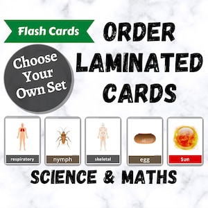 Printed Laminated Cards | Math Laminated FlashCards | Science Laminated Flash Cards (LISTING 2)