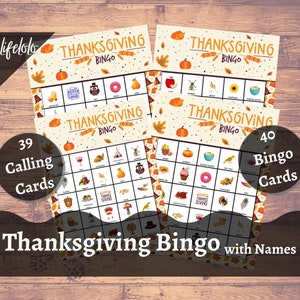 Thanksgiving BINGO Download, Holiday Bingo cards for kids, Digital Thanksgiving games, Kindergarten Thanksgiving Bingo Set, Fall Bingo