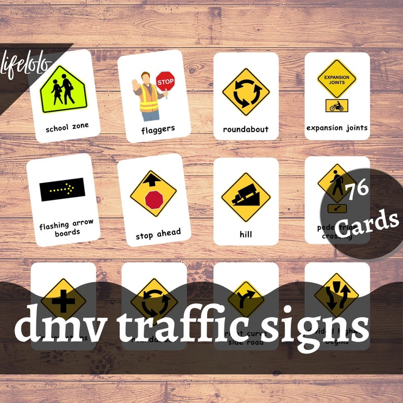USA Traffic Signs, Road Signs Test Flash Cards, DMV Permit Practice test, Street Signs, Road Signals Laminated Flash Cards image 4