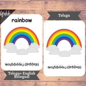 Weather Cards in TELUGU | Telugu Flash Cards | English Bilingual Cards