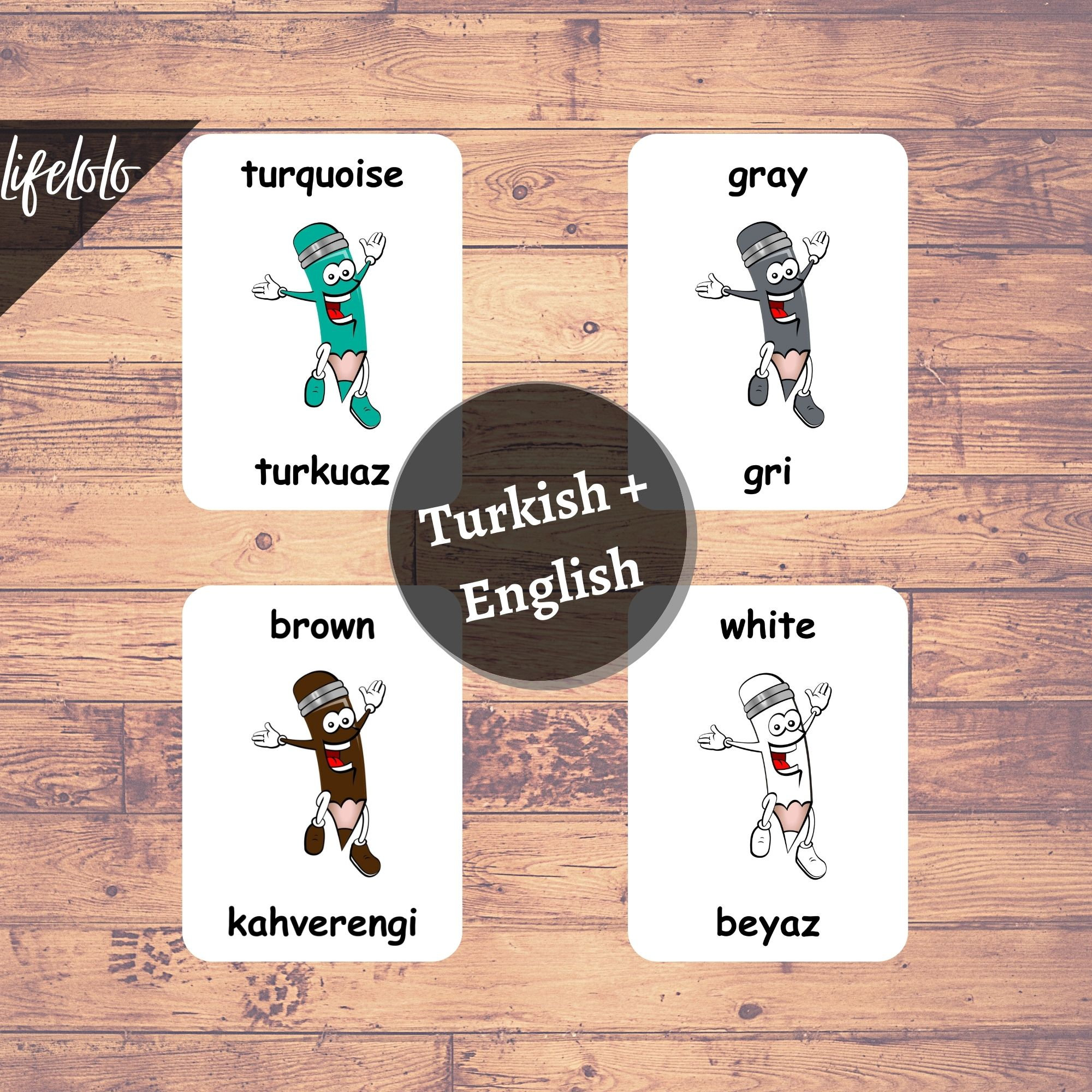 Colors TURKISH Version | English Bilingual Cards | Flash Cards ...