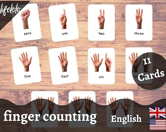 Counting Flashcards, FINGER Cards, Learn Numbers, Ten Count, Toddler Games, Montessori Counting, Math Games, Counting Cards, Printable Games