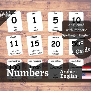 Numeri in arabo (30 carte) - Schede flash arabe / Matematica Montessori / Bilingue / Homeschooling / Educativo - Download digitale
