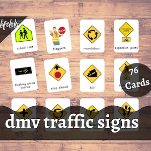 USA Verkehrszeichen, Verkehrsschilder Test Flash Karten, DVM Permit Praxistest Druckbare Karten, Straßenschilder, Straßenschilder, druckbare Pdf-Download