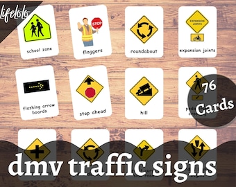 USA Traffic Signs, Road Signs Test Flash Cards, DMV Permit Practice test Printable Cards, Street Signs, Road Signals, Printable pdf download