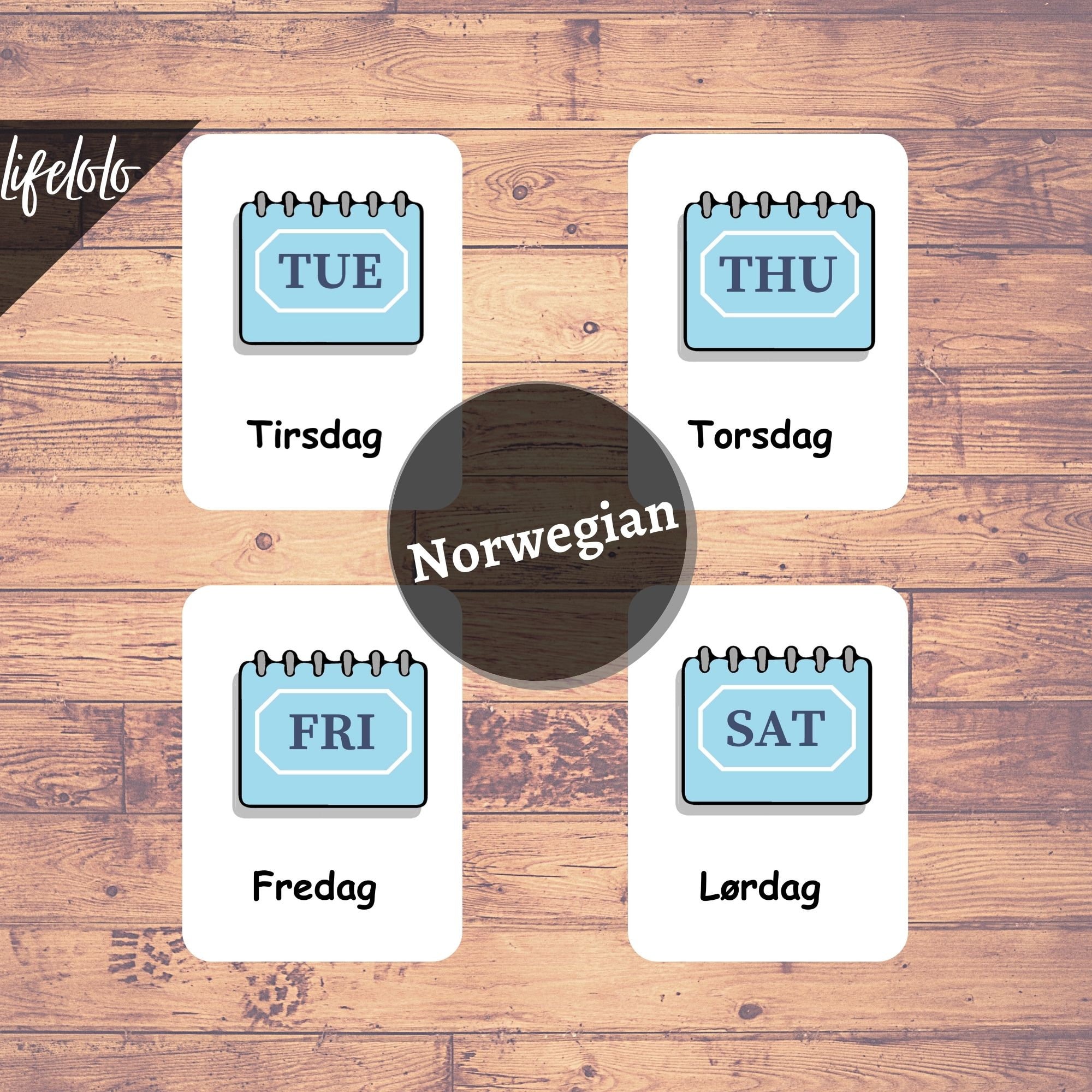 Days of the Week | NORWEGIAN | English Bilingual Cards | 12 Norwegian ...