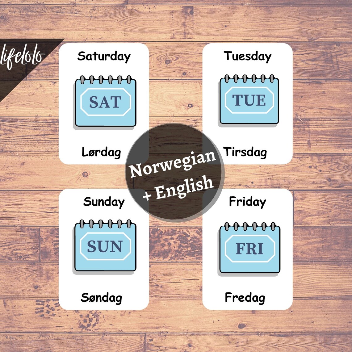 Days of the Week | NORWEGIAN | English Bilingual Cards | 12 Norwegian ...