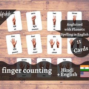 HINDI Numbers, Counting Flashcards, Learn Hindi, Toddler Games, Montessori Counting, Math Games, Counting Cards, Finger Counting