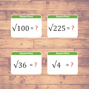Vierkantswortel (20 kaarten)-Flashcards | Thuisonderwijs | Wiskunde | Educatief materiaal - Digitale download