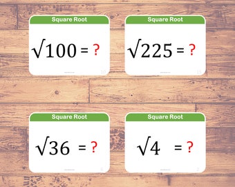 Square Root (20 Cards)- Flashcards | Homeschooling | Math | Educational Material - Digital Download