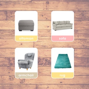 Furniture - Flashcards | Montessori | Homeschooling | Educational | Three-Part Cards (28 Cards) - Digital Download