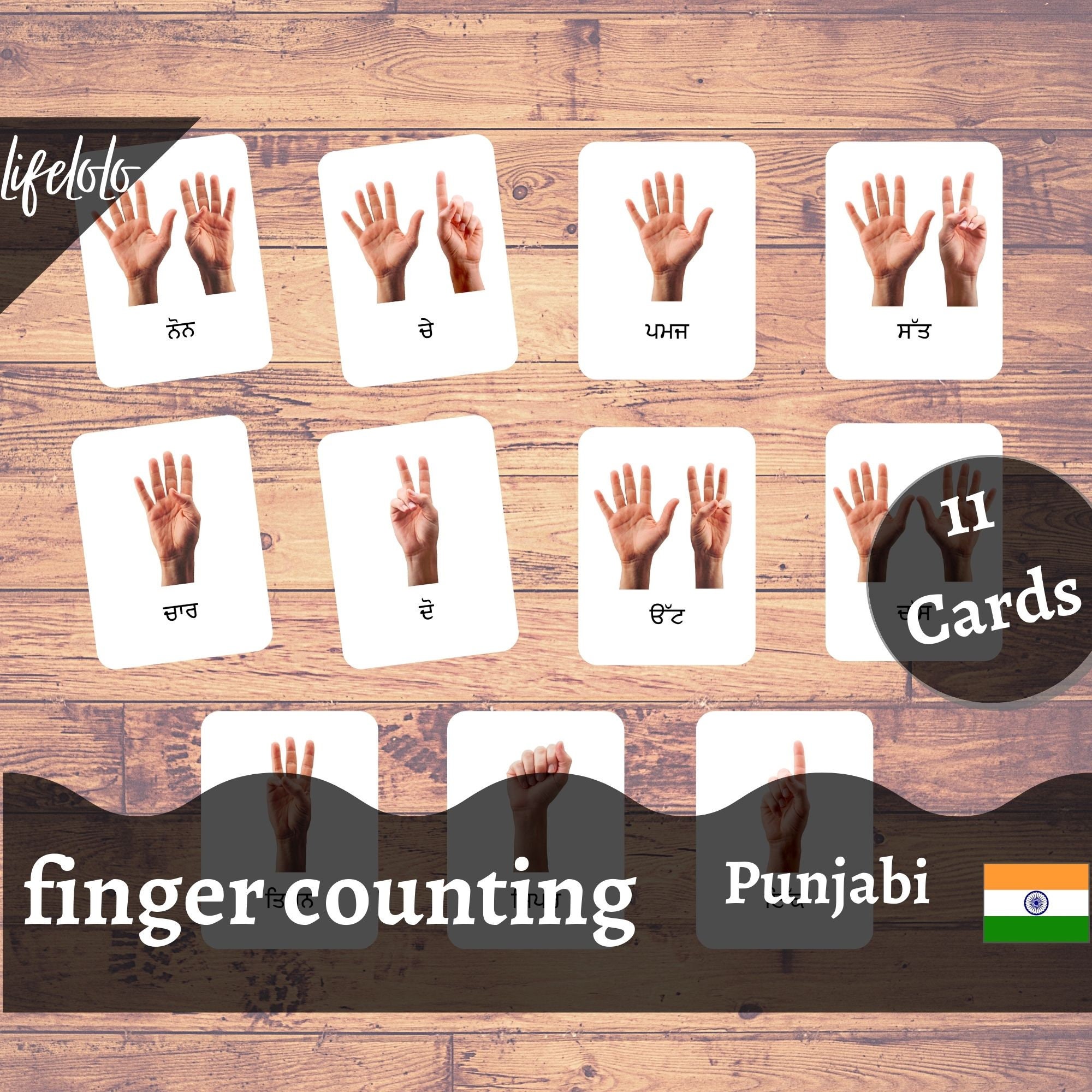 PUNJABI Numbers Counting Flashcards Learn Punjabi Toddler Etsy
