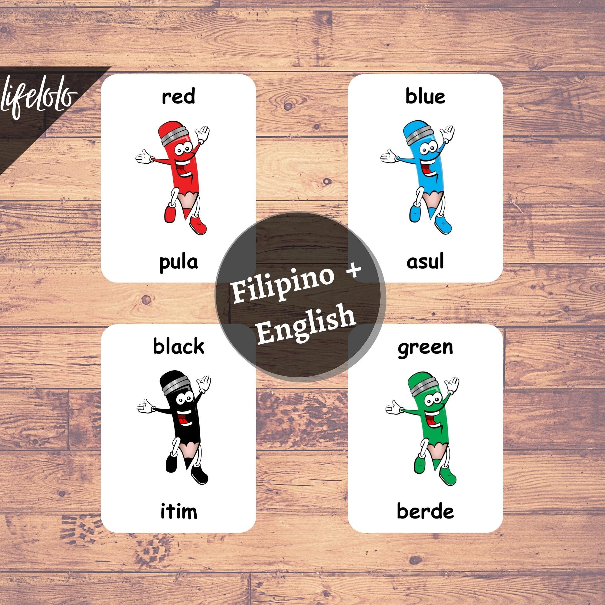Colors FILIPINO Version - English Bilingual Cards | 12 Filipino Flash ...