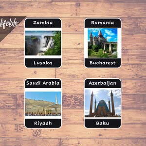 World Capitals (Set 2) | 95 Flash Cards | Montessori Cards | Homeschooling | World Capital Printable PDF | Countries Capital for Kids