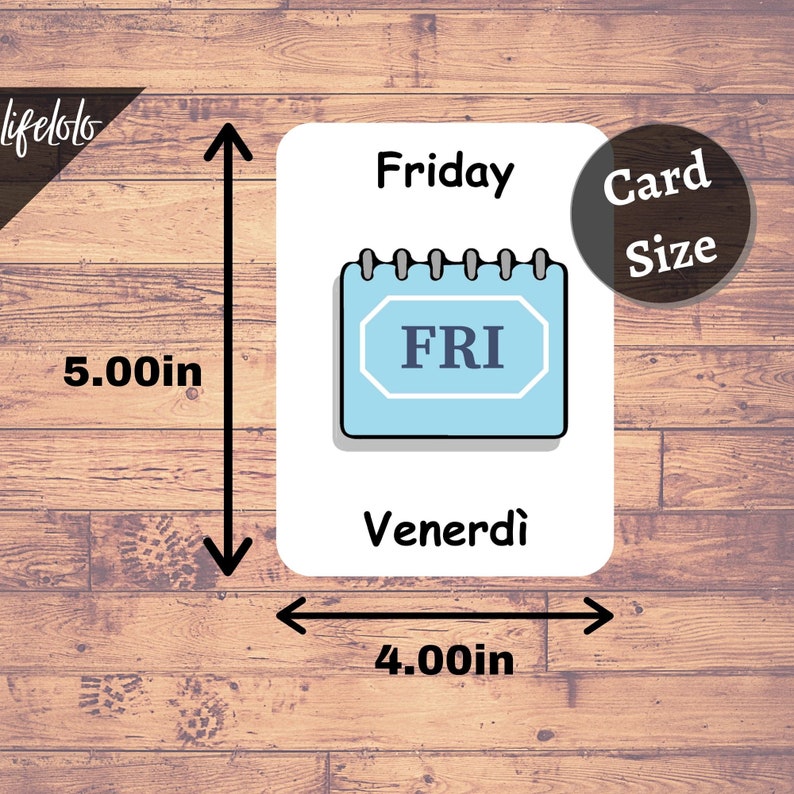 Days of the Week ITALIAN English Bilingual Cards 12 - Etsy