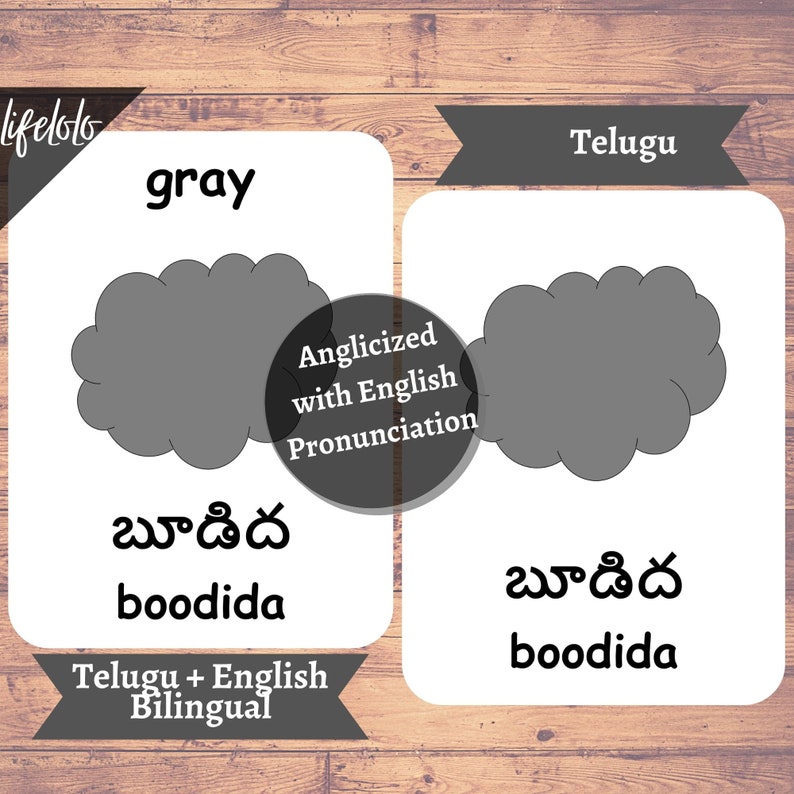 Colors TELUGU Version English Bilingual Cards 12 Telugu Etsy