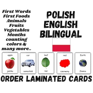 Polish Laminated Flash Cards | Handmade Flash Cards | Laminated Three Part Cards | Bilingual - English & Polish