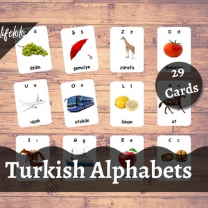 Tarjetas flash de alfabetos turcos, tarjetas Montessori turcas, educación en el hogar, imprimibles en preescolar, tarjetas imprimibles de letras turcas