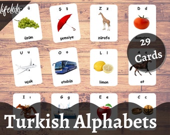 Turkish Alphabets Flash Cards, Turkish Montessori Cards, Homeschooling, Preschool Printable, Turkish Letters Printable Cards