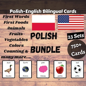 Polnisch BUNDLE - Polnische Englisch Zweisprachige Karten | Polnische Flash Karten Bündel | Homeschool | Lehrmaterial - Download Printable