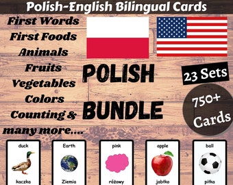 Polish BUNDLE - Polish English Bilingual Cards | Polish Flash Cards Bundle | Homeschool | Educational Material - Download Printable