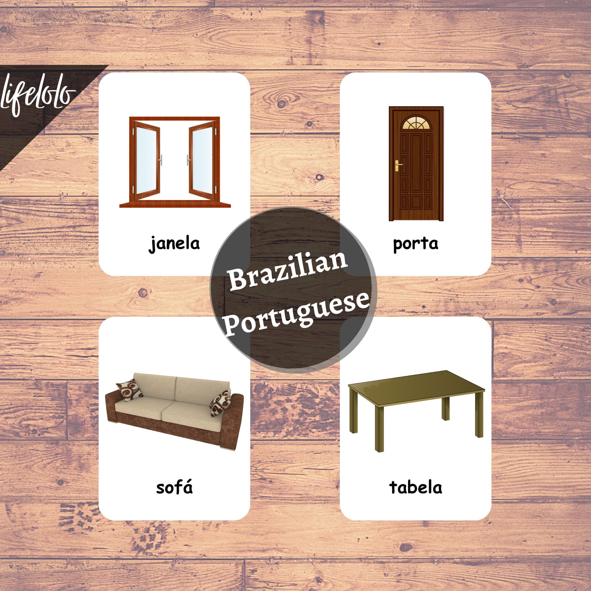 Household Items BRAZILIAN PORTUGUESE Flash Cards, Bilingual Cards ...