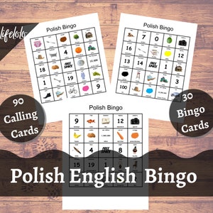 Gioco di Bingo polacco per bambini, Carte di Bingo prescolare bilingue inglese polacco, PDF stampabile, Giochi per famiglie, Attività per bambini, Schede Flash polacche