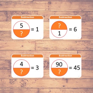 Subtraction - 2 Numbers (40 Cards)- Flashcards | Homeschooling | Math | Educational Material - Digital Download