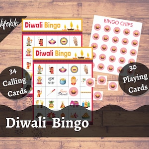 Diwali Party Game, Festival of Lights, Diwali Party Props, Desi Indian Party Game, Deepavali Bingo Instant Download, Printable BINGO Cards