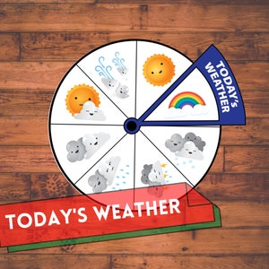Roda meteorológica para impressão | Atividade do Tempo do Círculo Clima de Hoje | Crianças para impressão | Baixar gráfico meteorológico | Jogo Educativo | Ensino em casa