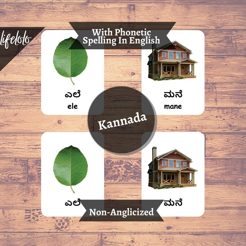 First Words Kannada Version English Bilingual Cards 48 | Etsy