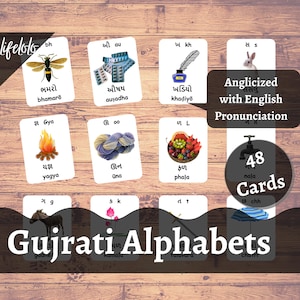Aprenda Gujarati Alphabets Flash Cards, Pronúncia em inglês, Pré-escola para impressão, Gujrati Letters Varnamala flashcards, Cartões para impressão