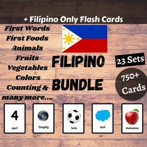 FILIPINO Flash Cards BUNDLE - Tagalog English Bilingual Cards ...