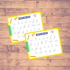 Schreibschrift Kleinbuchstaben - Write & Wipe Mat | Montessori | Lehrreich | Sprache | Schreiben - Digitaler Download