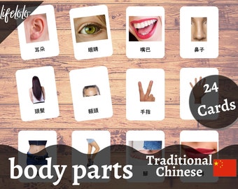 体の部位（実物） | 繁体字中国語 | 英語バイリンガルカード | 中国語