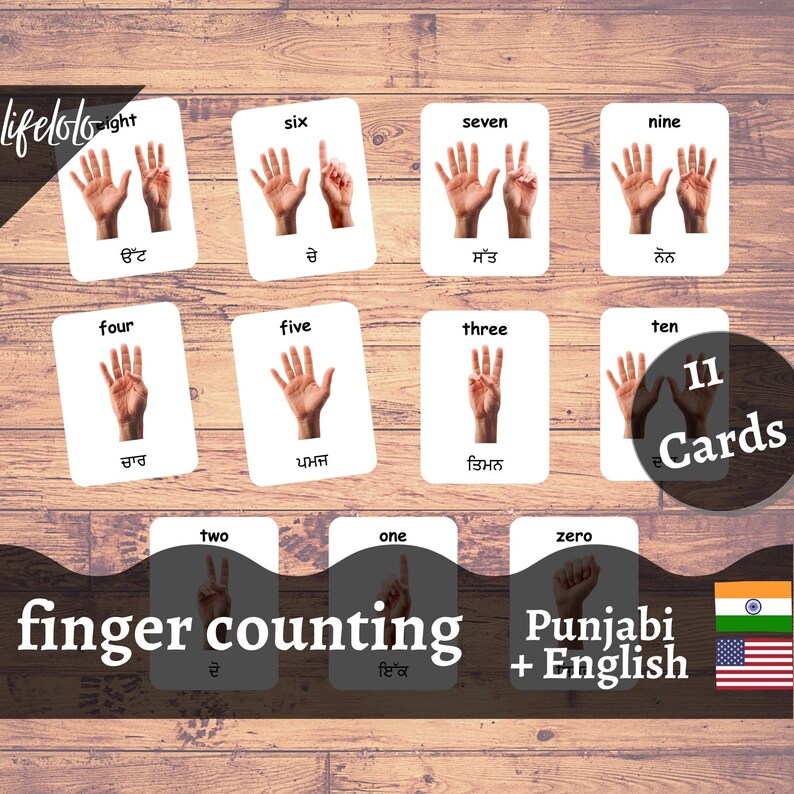 PUNJABI Numbers Counting Flashcards Learn Punjabi Toddler Etsy