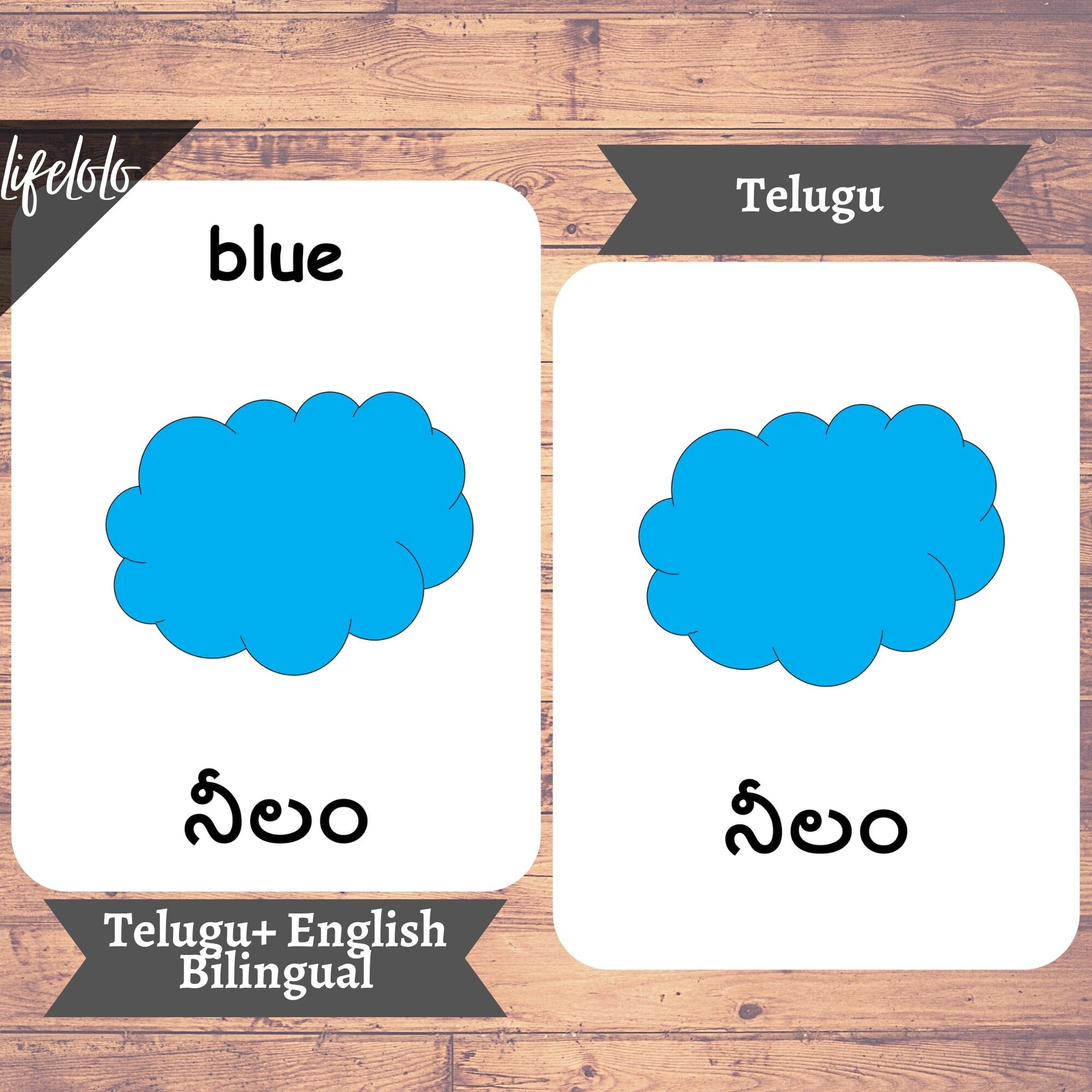 Colors TELUGU Version English Bilingual Cards 12 Telugu Etsy