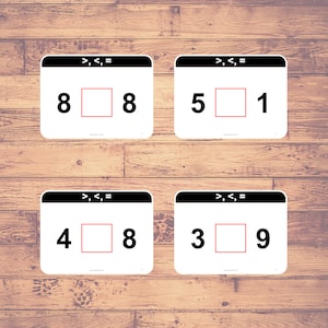 Maggiore di, inferiore a, uguale a (20 carte)- Flashcards / Homeschooling / Matematica / Materiale didattico - Download digitale