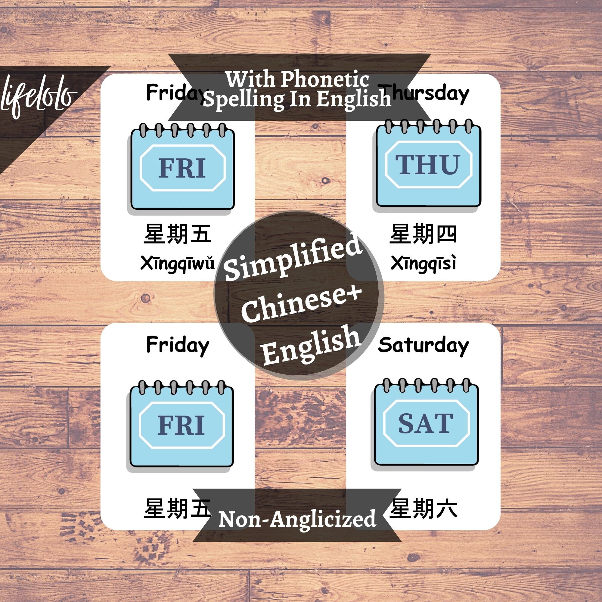 Days of the Week | Simplified CHINESE English Bilingual Cards | 12 ...