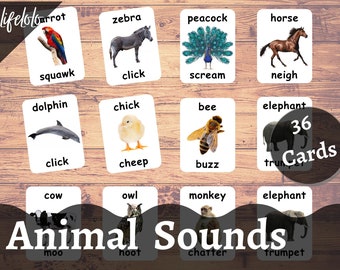 Animal Sounds Flash Cards Montessori Cards Nursery - Etsy Animal Sounds Flash Cards Montessori Cards Nursery - Etsy