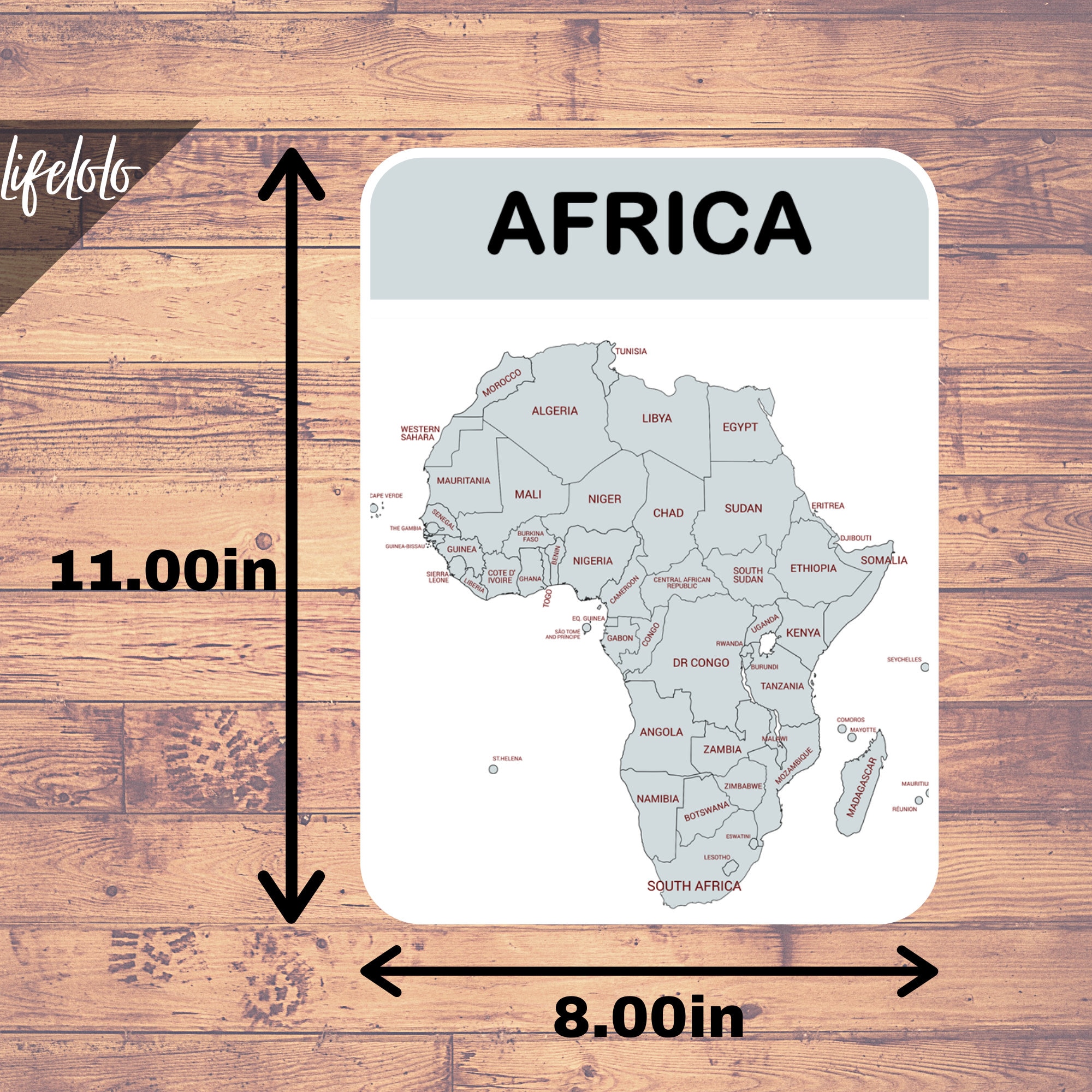 AFRICA MAP Flash Cards, 58 Montessori Cards, Three Part Cards, Nomenclature  Cards, Kids Printable, Printable Cards, Montessori Printable - Etsy, image size:2000x2000