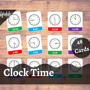 Contar el tiempo - 48 Tarjetas Flash / Contar el tiempo / Actividad Montessori / Tarjetas de 3 partes / Tarjetas de nomenclatura / Educación en el hogar - Descarga digital