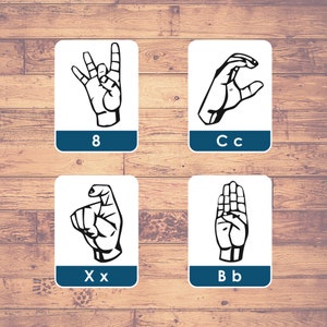 Lingua dei segni (36 carte) - Flashcard / Puzzle / Attività Montessori / Carte in 3 parti / Homeschooling - Download digitale