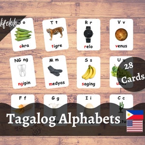 Philippinische Alphabete Flash-Karten, Montessori-Karten, dreiteilige Karten, Homeschooling, Vorschule druckbare, Tagalog Buchstaben druckbare Karten